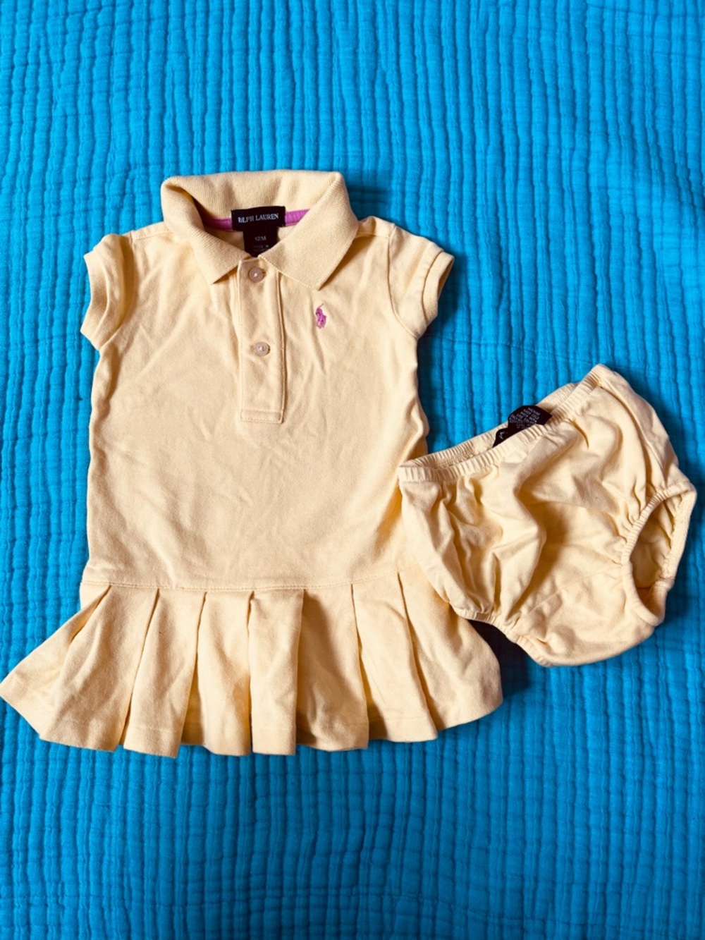 Ralph Lauren baby girl polo ruffle dress & bloomers yellow
